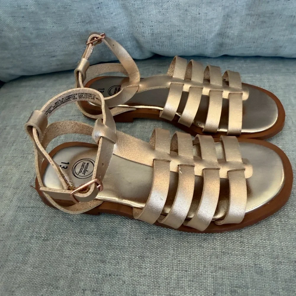 Wonder Nation Kids Rose Gold Strappy Sandals